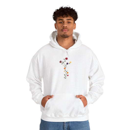Floral Stem Hoodie – Minimal Wildflower Bouquet Sweatshirt