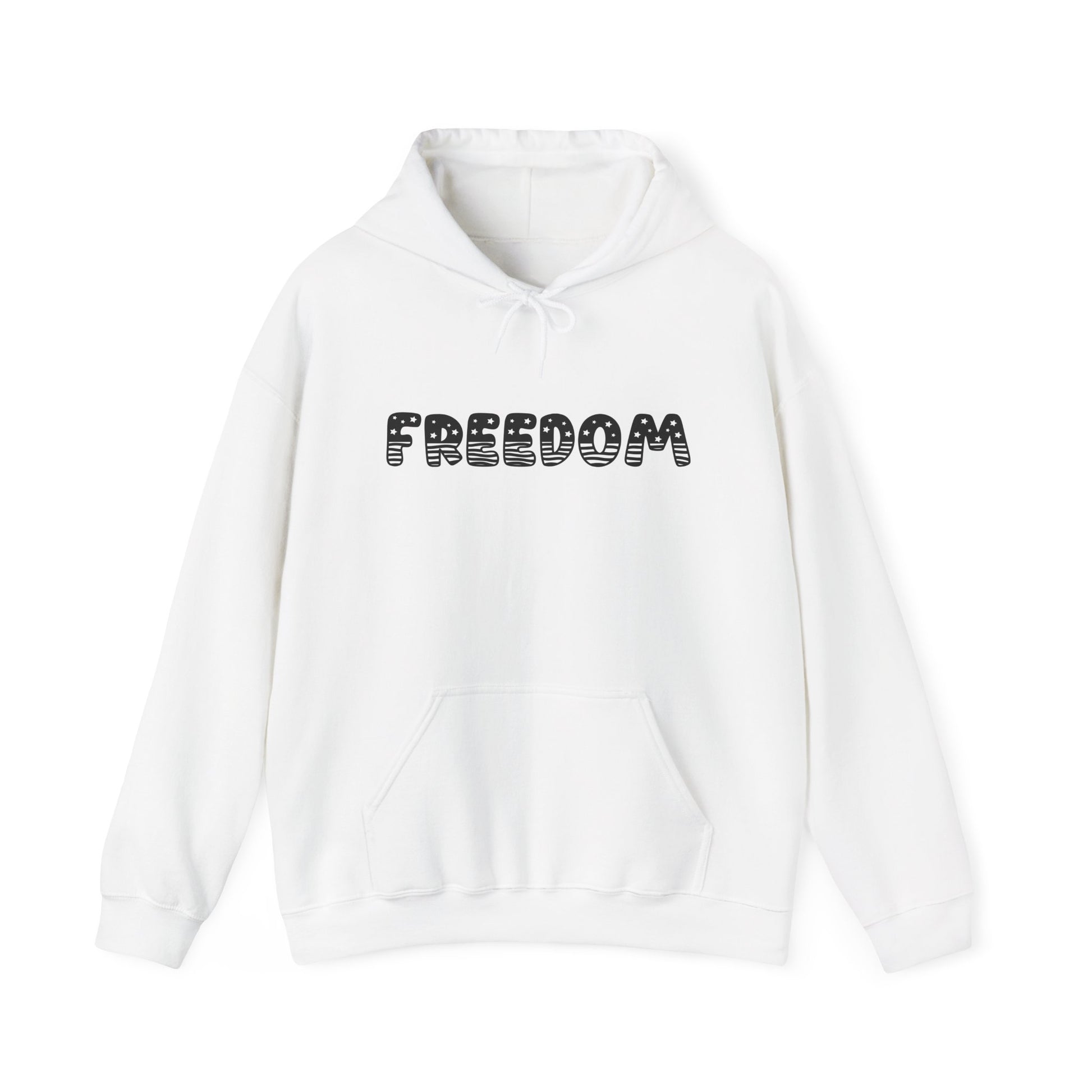 Freedom Graphic Hoodie — Retro Dotted Lettering Pullover