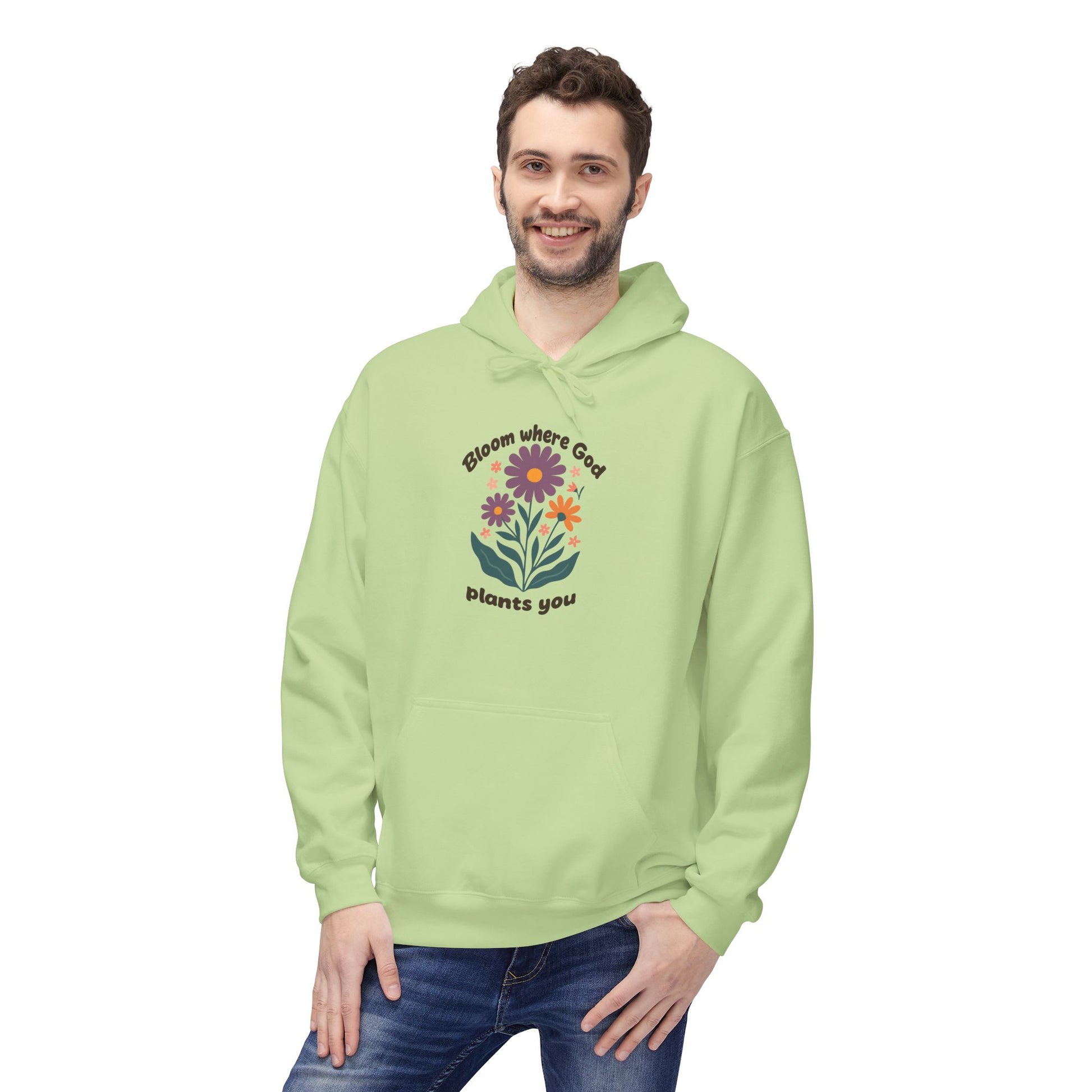 Bloom Where God Plants You Hoodie — Floral Inspirational Christian Sweatshirt