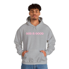 God Is Good Hoodie — Minimal Pink Faith Sweatshirt