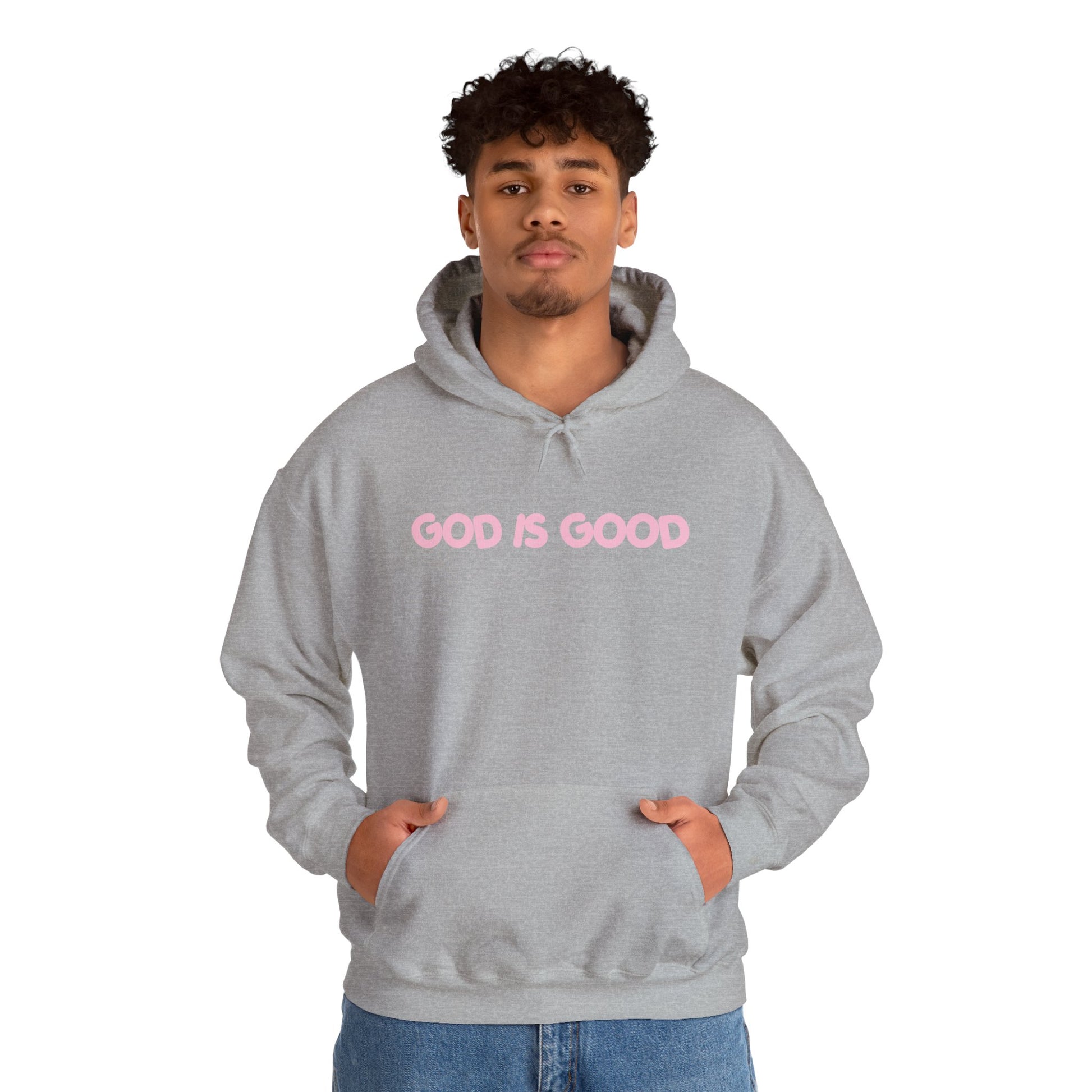 God Is Good Hoodie — Minimal Pink Faith Sweatshirt
