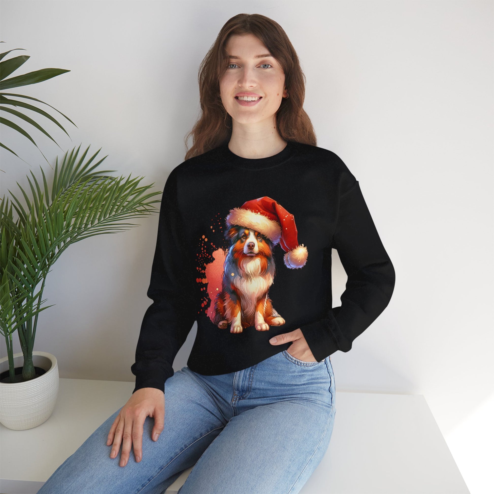 Dog shirting shirts | Dog shirte | Corgi in Santa Hat Sweatshirt | Christmas Dog Holiday Crewneck