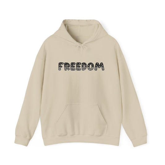 Freedom Graphic Hoodie — Retro Dotted Lettering Pullover