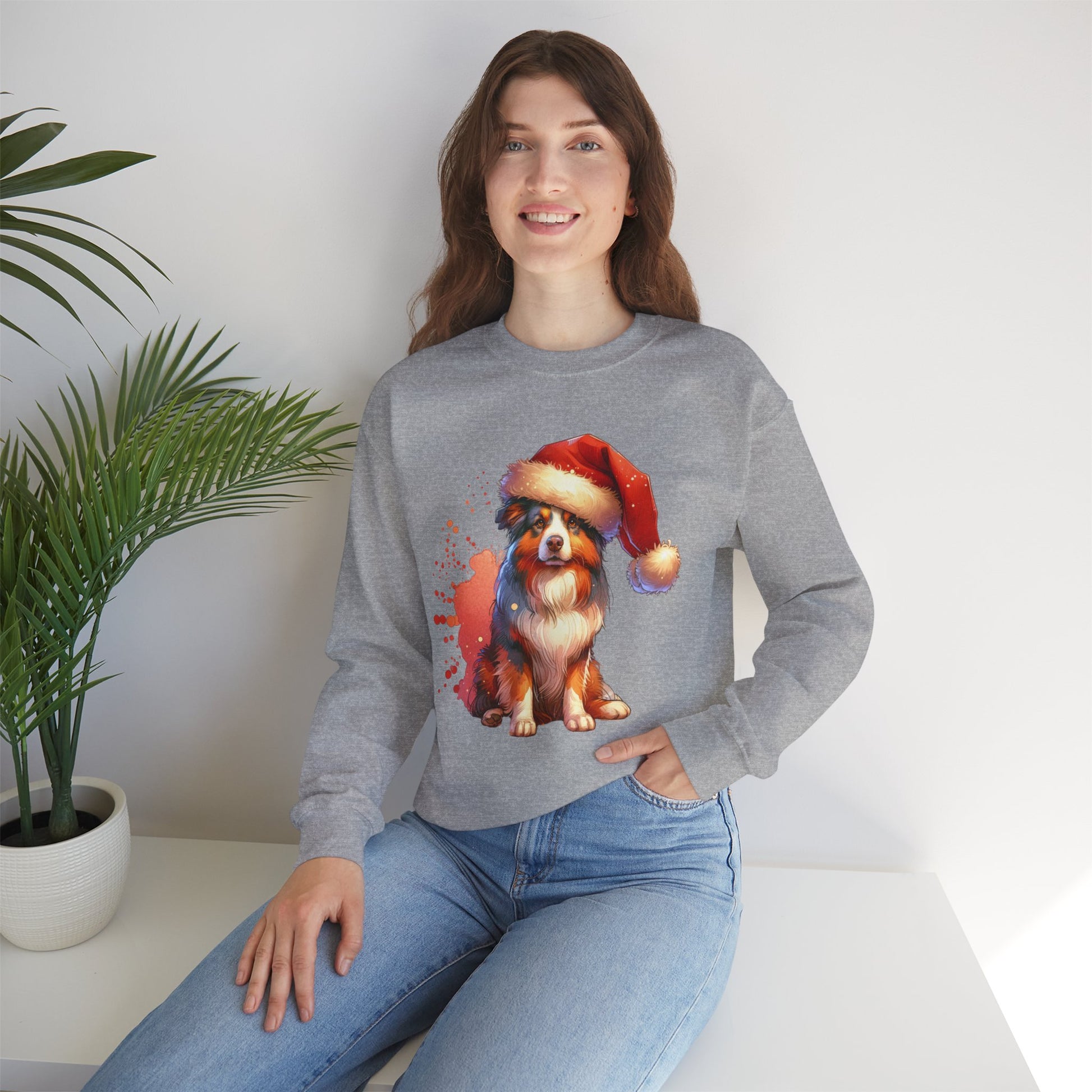 Dog shirting shirts | Dog shirte | Corgi in Santa Hat Sweatshirt | Christmas Dog Holiday Crewneck