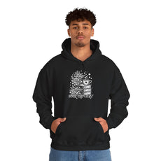 Book-vert Hoodie — Cozy Reader Sweatshirt with Stacked Books & Floral Design