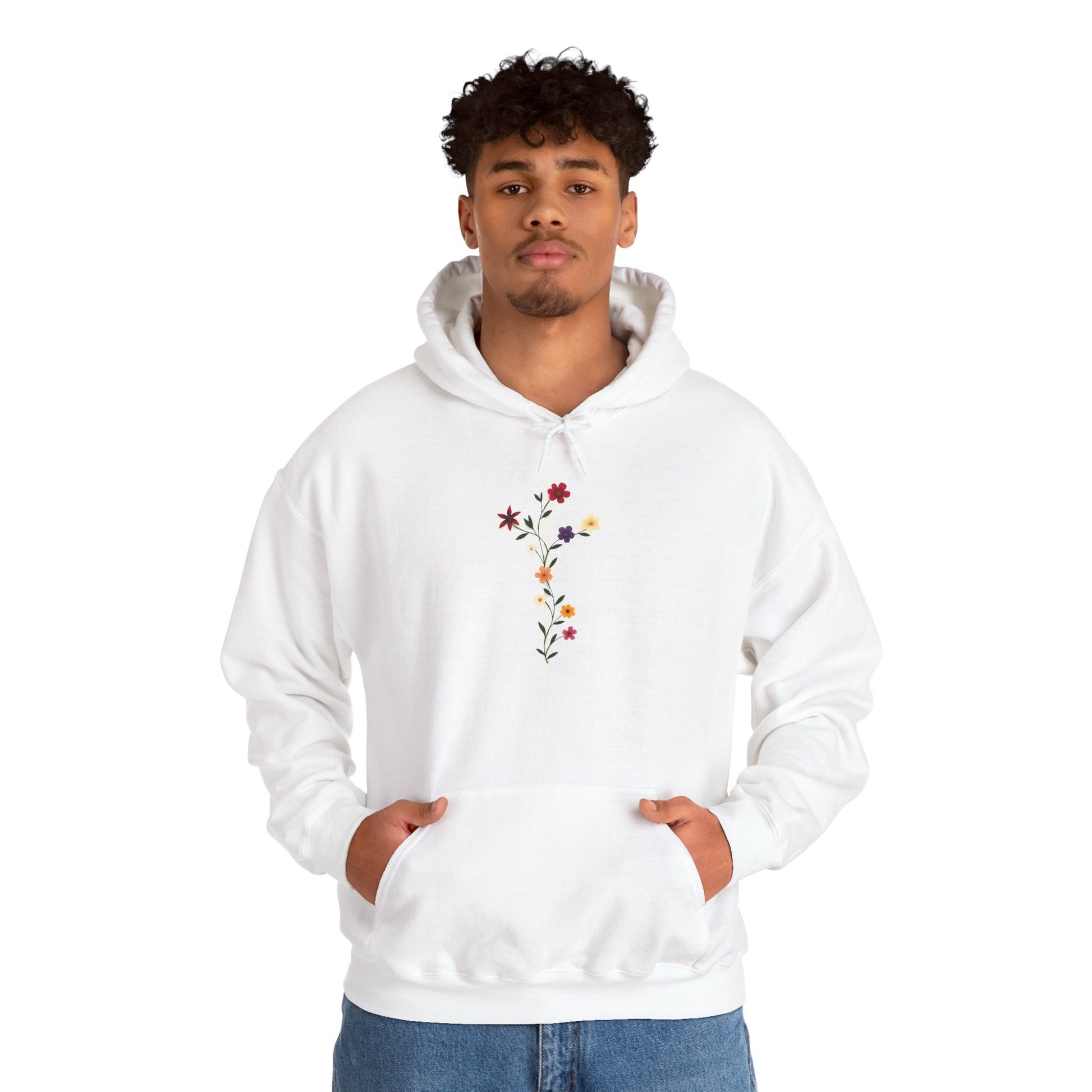 Floral Stem Hoodie – Minimal Wildflower Bouquet Sweatshirt
