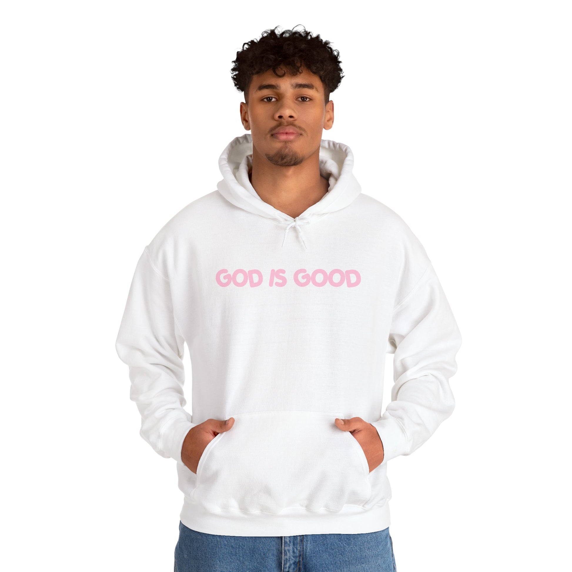 God Is Good Hoodie — Minimal Pink Faith Sweatshirt