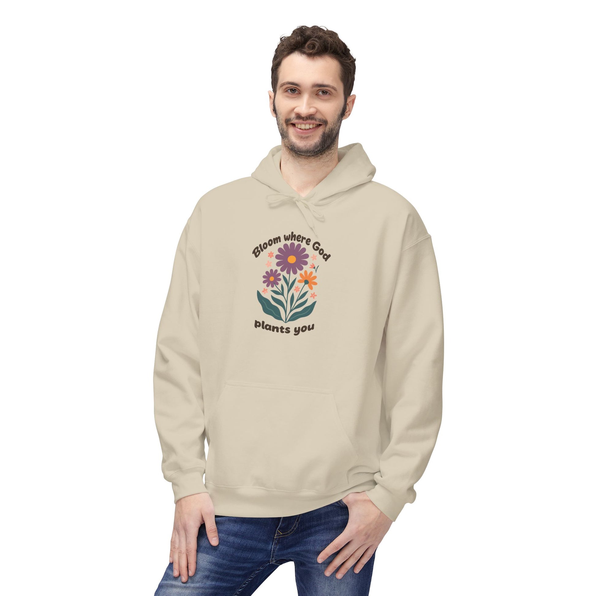 Bloom Where God Plants You Hoodie — Floral Inspirational Christian Sweatshirt