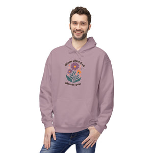 Bloom Where God Plants You Hoodie — Floral Inspirational Christian Sweatshirt
