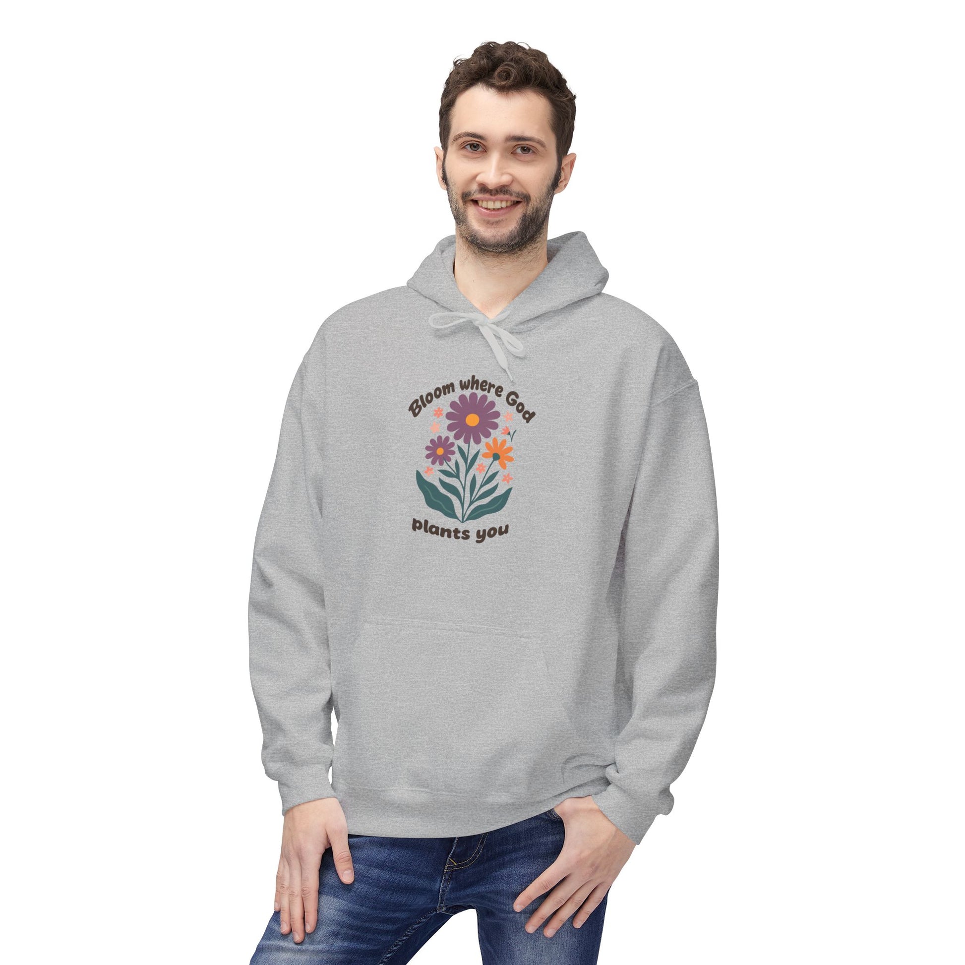 Bloom Where God Plants You Hoodie — Floral Inspirational Christian Sweatshirt