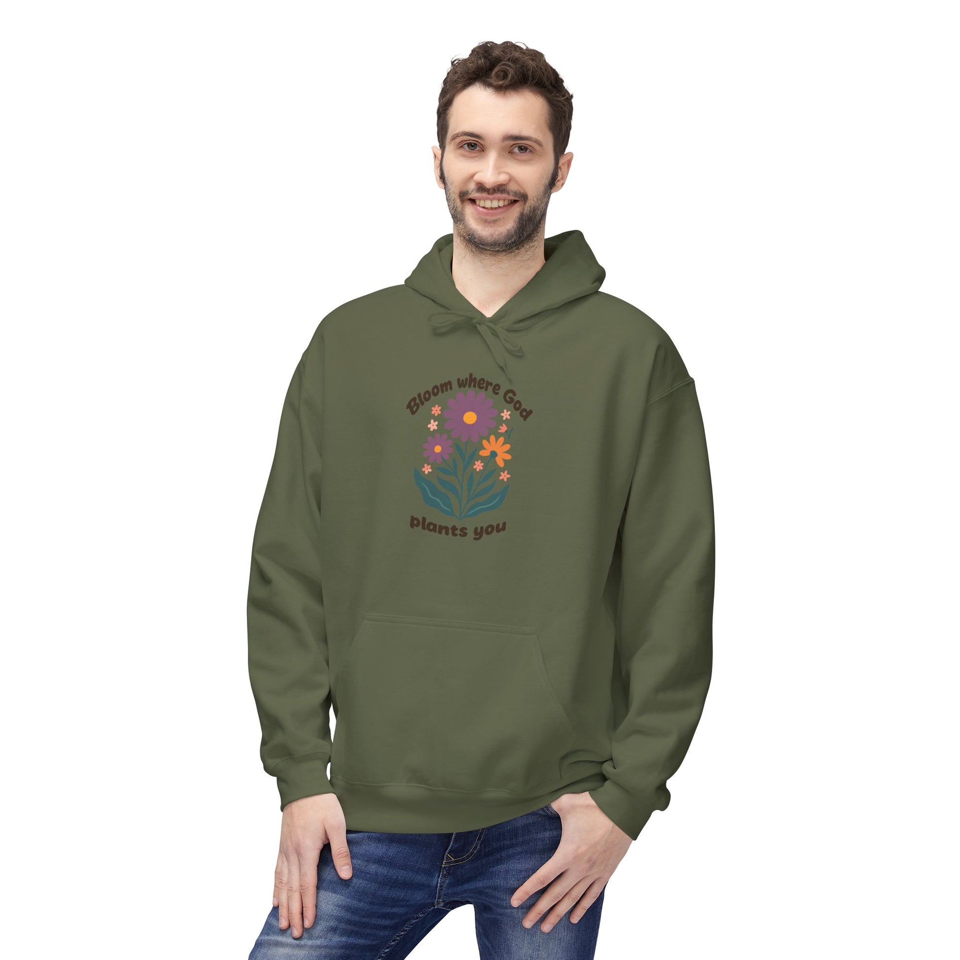 Bloom Where God Plants You Hoodie — Floral Inspirational Christian Sweatshirt