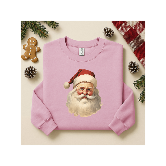 Sweat shirting | Santa Retro Christmas T-Shirts Sweatshi rts | Sweatshirte Vintage Santa Face Crewneck Sweatshirt