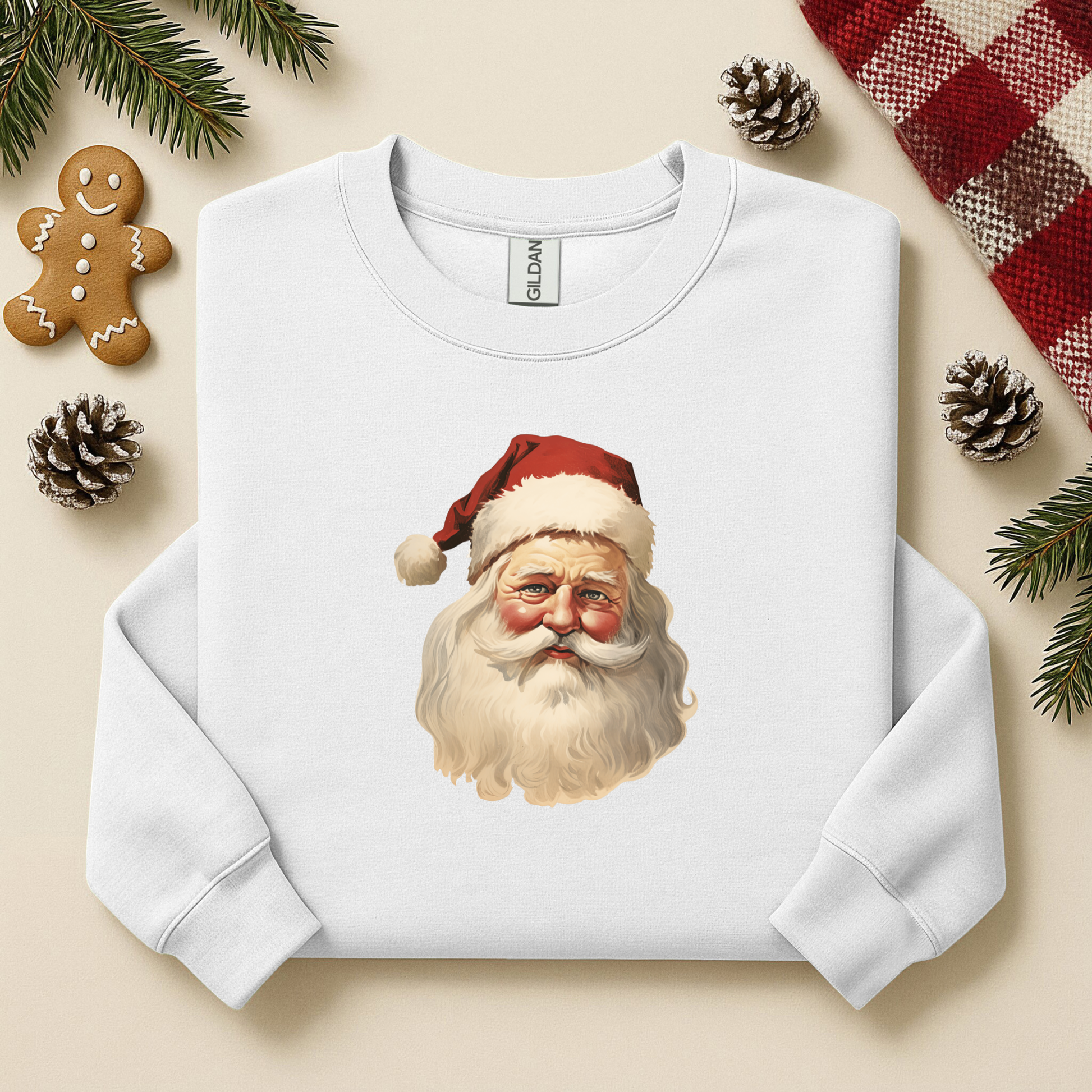 Sweat shirting | Santa Retro Christmas T-Shirts Sweatshi rts | Sweatshirte Vintage Santa Face Crewneck Sweatshirt