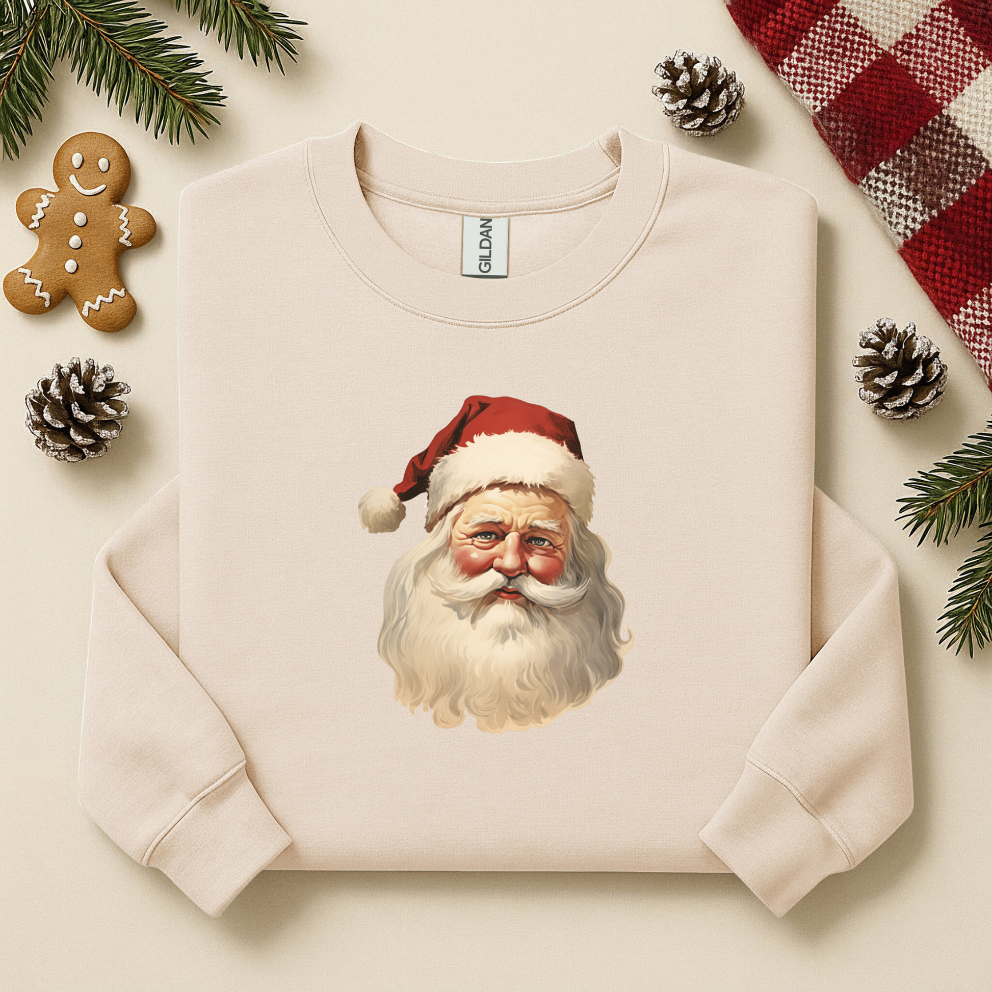 Sweat shirting | Santa Retro Christmas T-Shirts Sweatshi rts | Sweatshirte Vintage Santa Face Crewneck Sweatshirt
