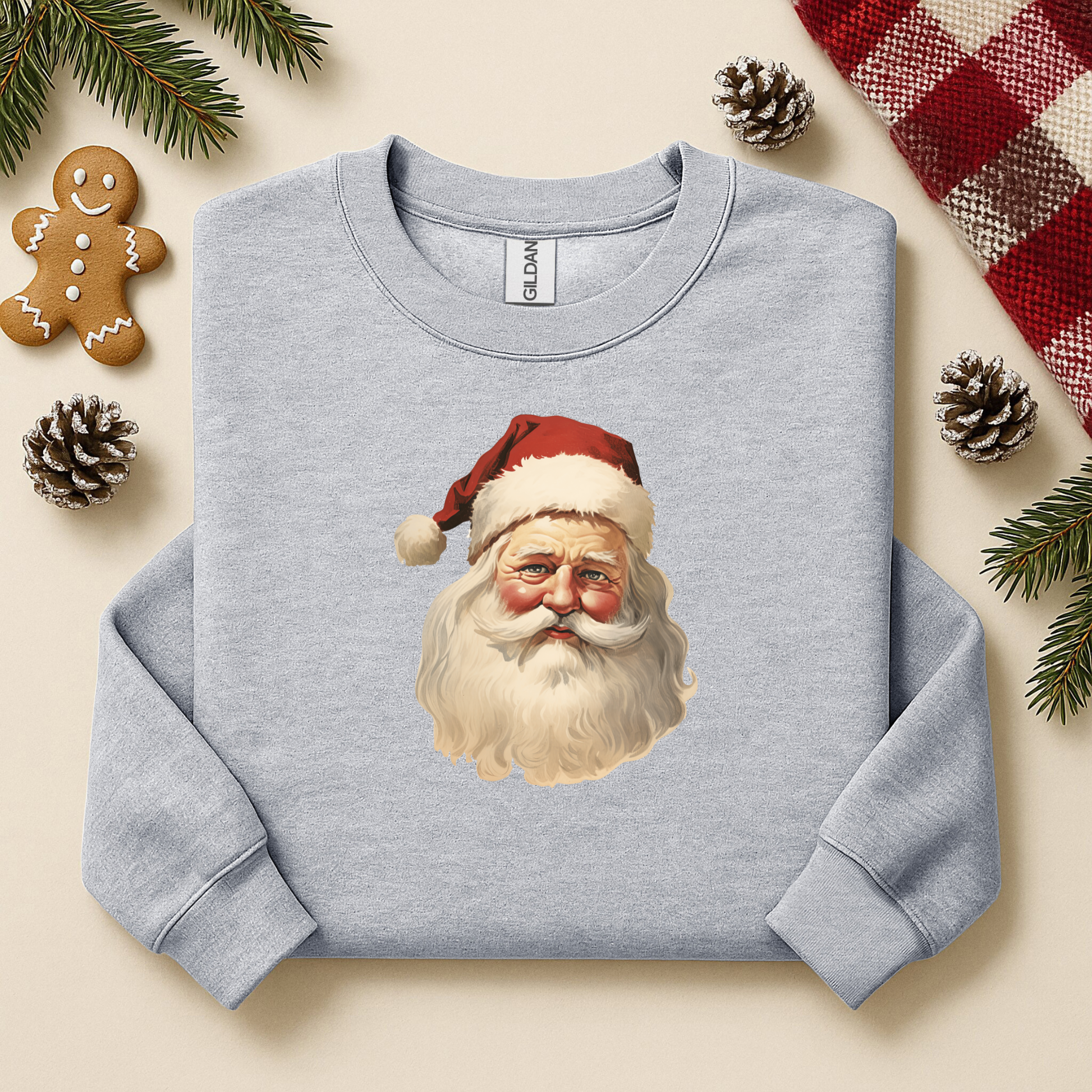 Sweat shirting | Santa Retro Christmas T-Shirts Sweatshi rts | Sweatshirte Vintage Santa Face Crewneck Sweatshirt