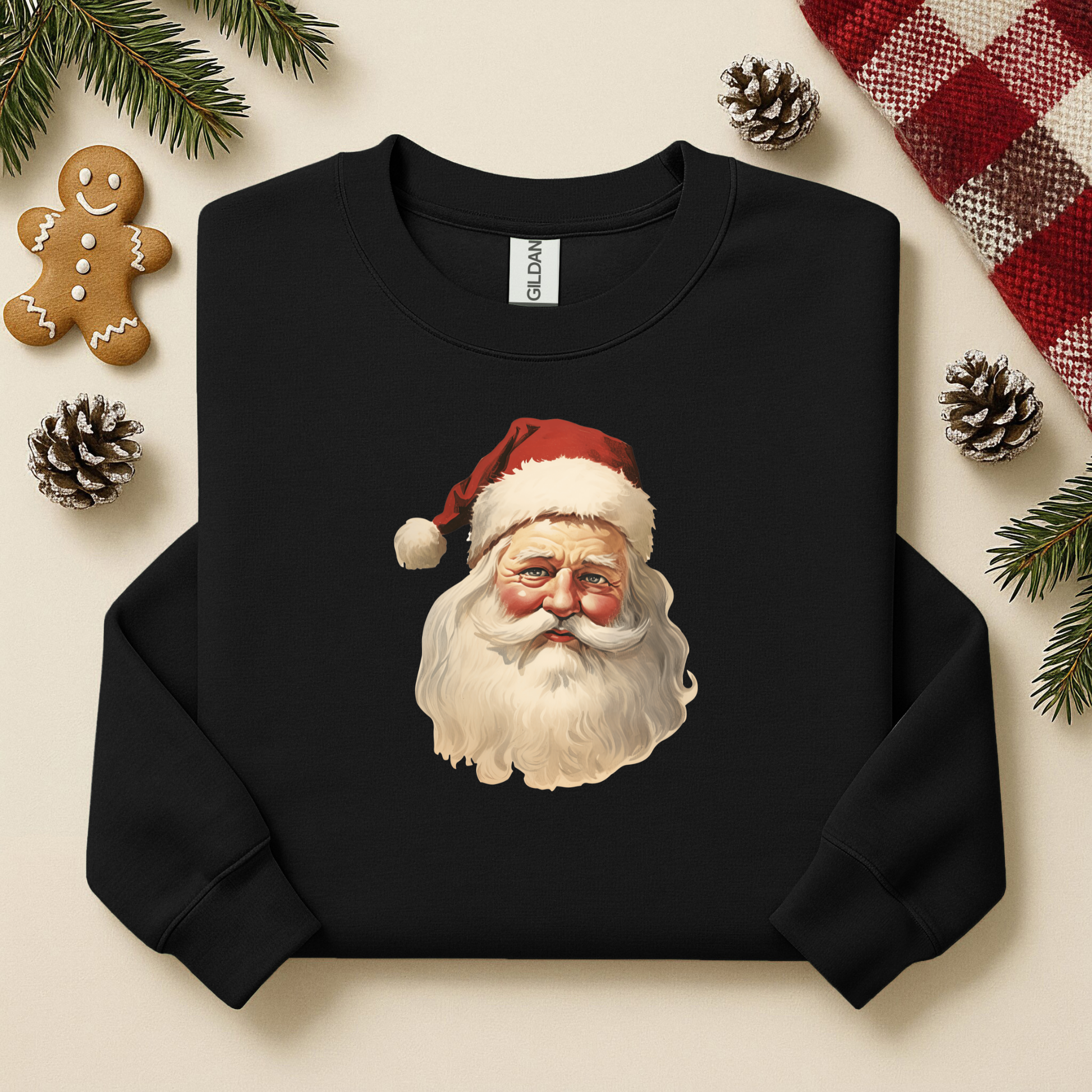 Sweat shirting | Santa Retro Christmas T-Shirts Sweatshi rts | Sweatshirte Vintage Santa Face Crewneck Sweatshirt