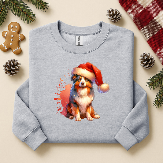 Dog shirting shirts | Dog shirte | Corgi in Santa Hat Sweatshirt | Christmas Dog Holiday Crewneck
