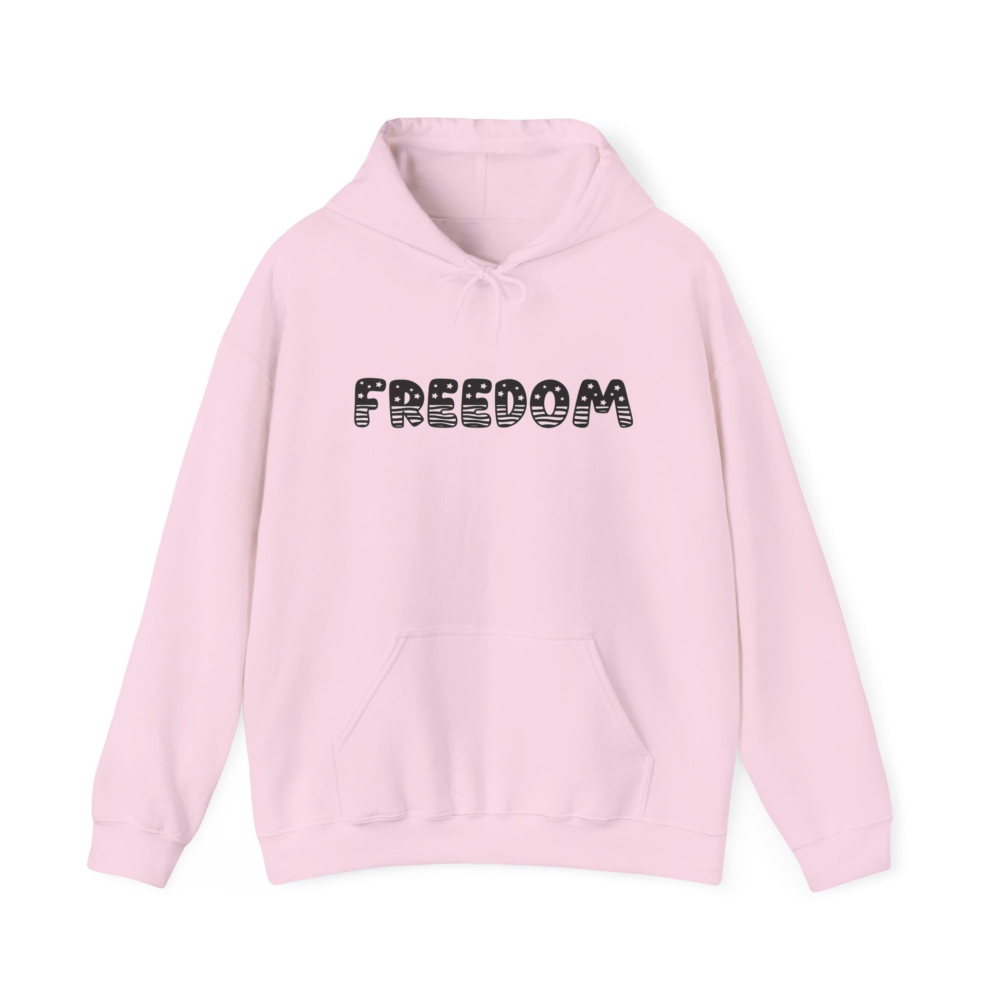 Freedom Graphic Hoodie — Retro Dotted Lettering Pullover