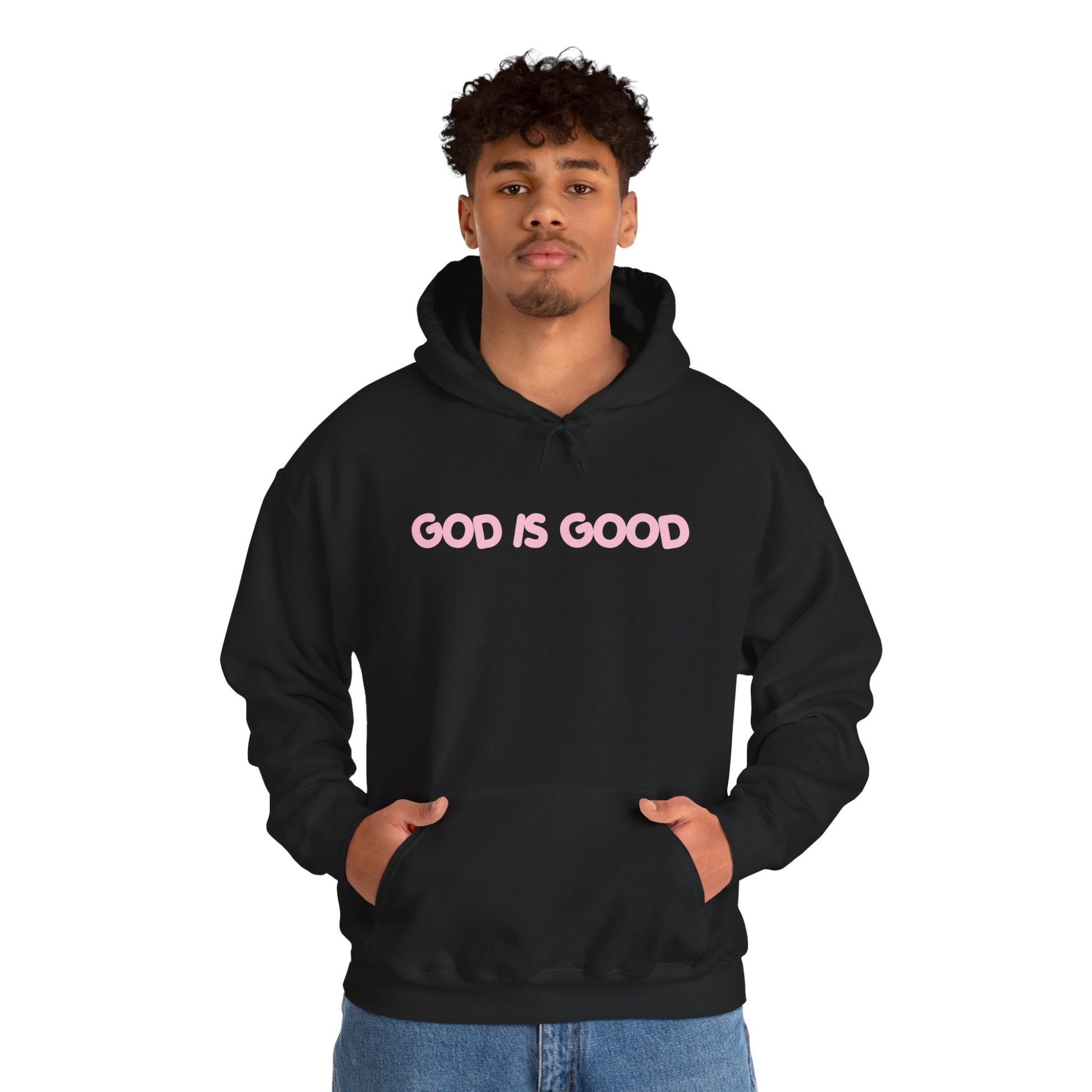 God Is Good Hoodie — Minimal Pink Faith Sweatshirt