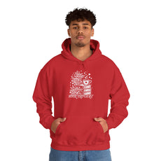 Book-vert Hoodie — Cozy Reader Sweatshirt with Stacked Books & Floral Design