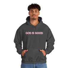 God Is Good Hoodie — Minimal Pink Faith Sweatshirt