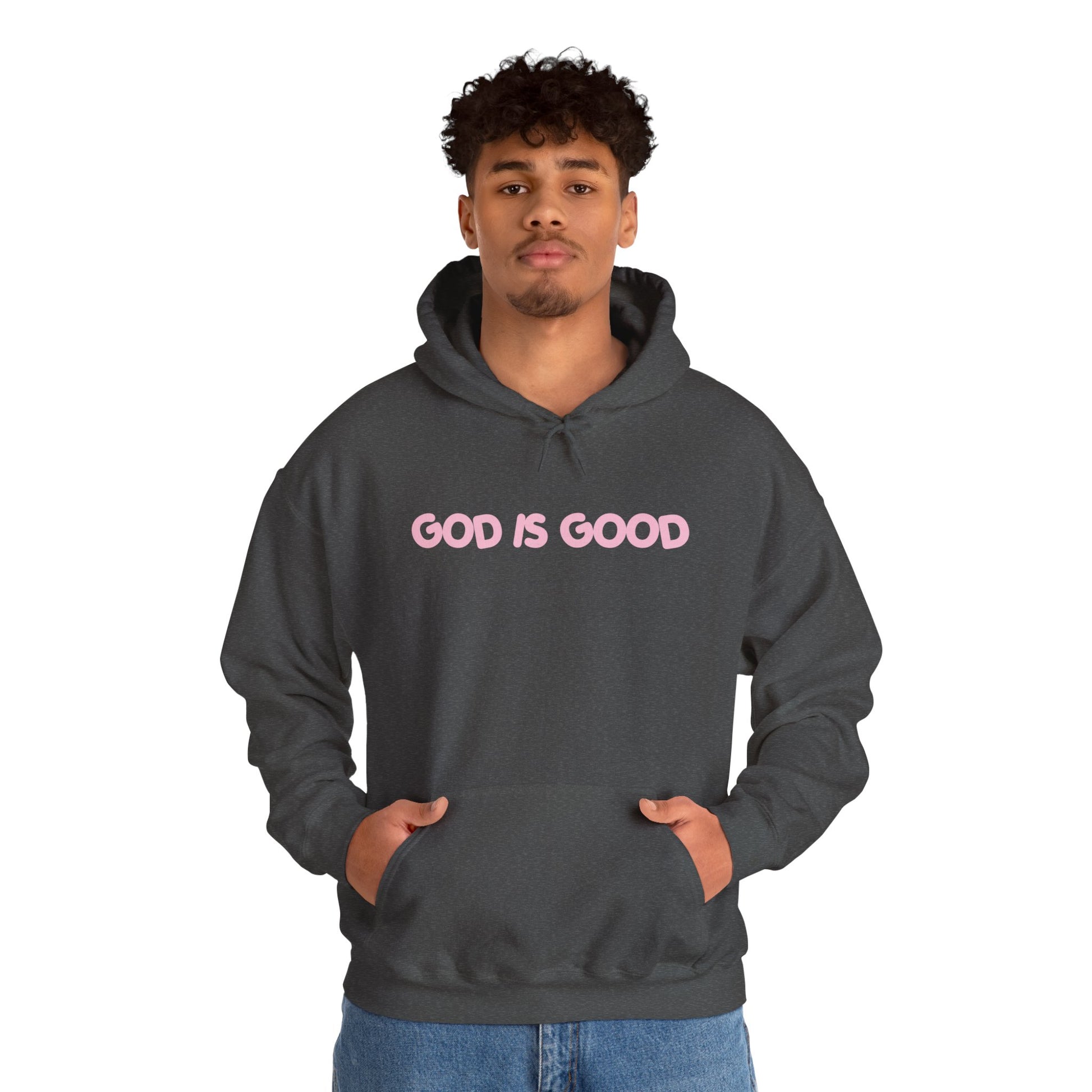 God Is Good Hoodie — Minimal Pink Faith Sweatshirt