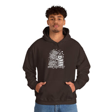 Book-vert Hoodie — Cozy Reader Sweatshirt with Stacked Books & Floral Design