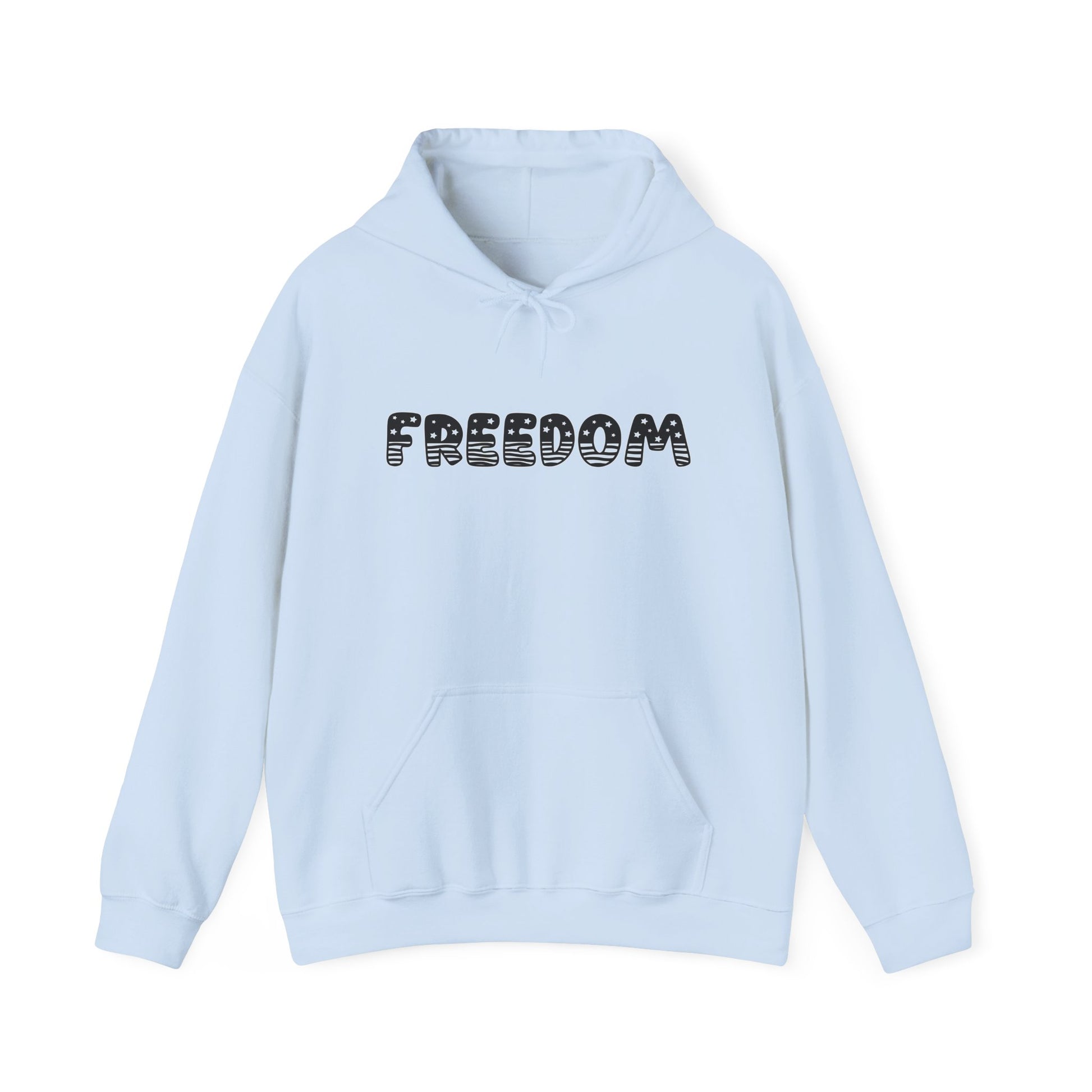 Freedom Graphic Hoodie — Retro Dotted Lettering Pullover