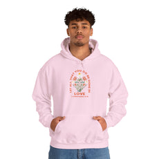 Love Garden Hoodie — “Let All That You Do Be Done in Love” Floral Hooded Sweatshirt