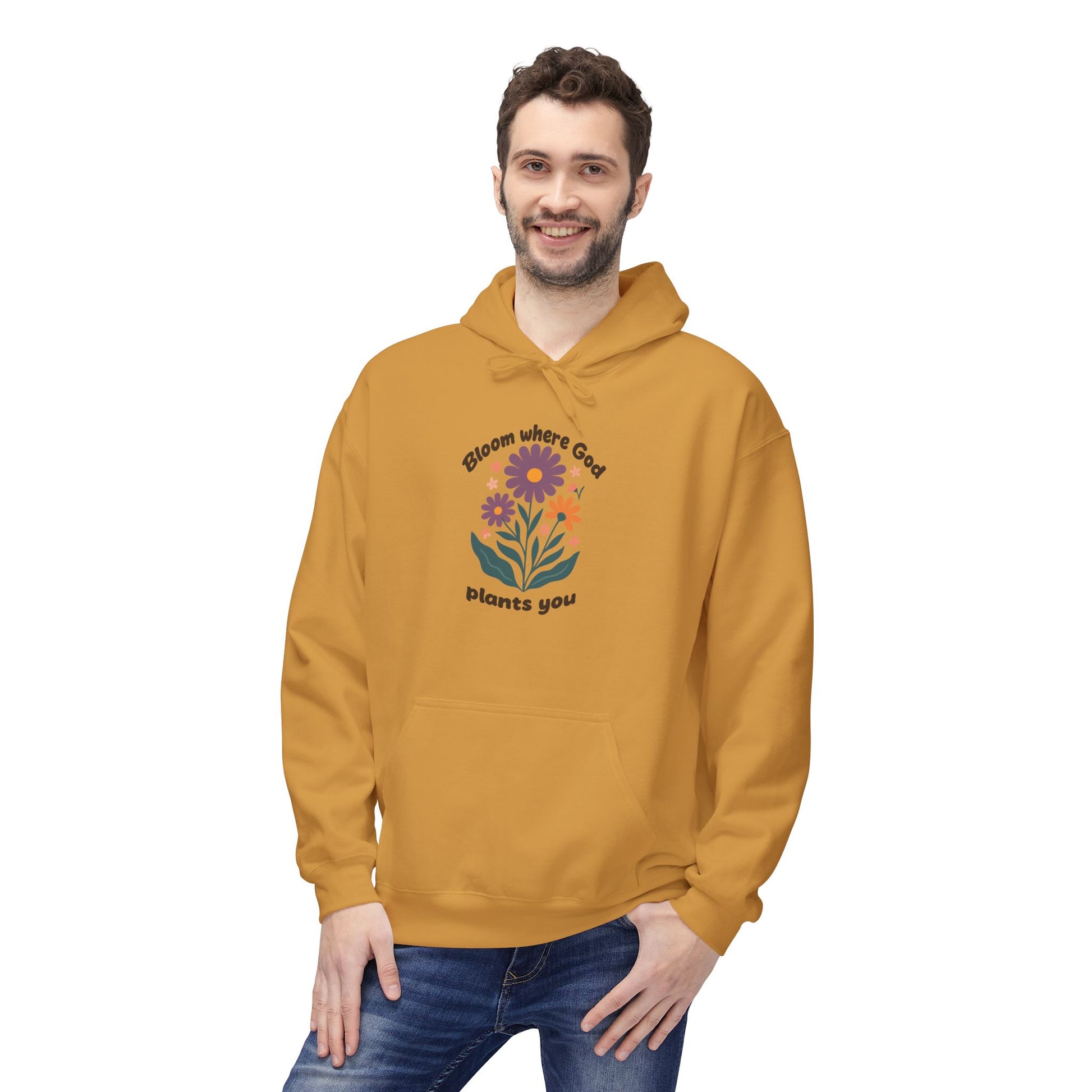Bloom Where God Plants You Hoodie — Floral Inspirational Christian Sweatshirt