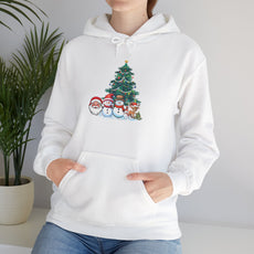 Christmas Tree & Snowmen Hoodie - Festive Holiday Family Sweatshirt