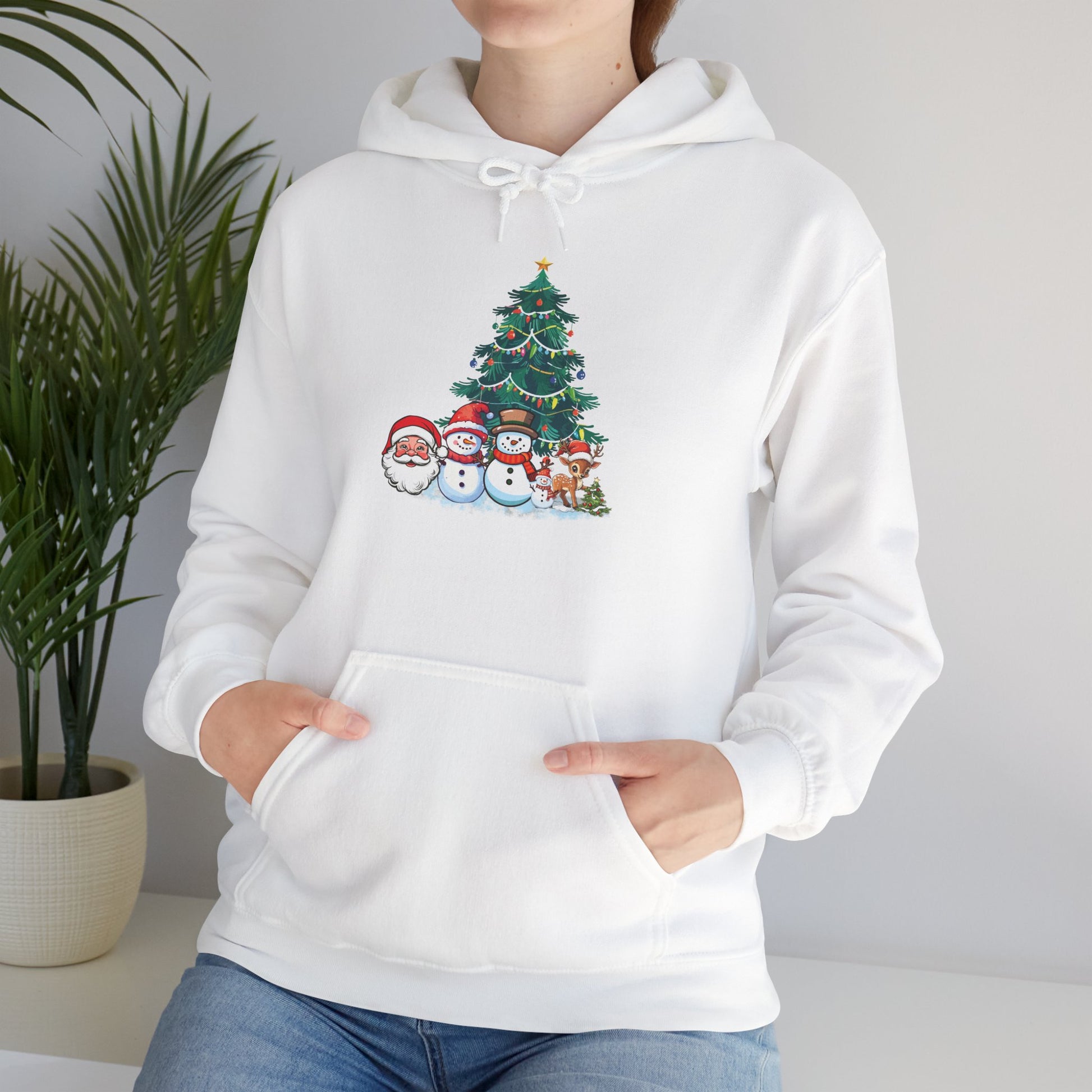 Christmas Tree & Snowmen Hoodie - Festive Holiday Family Sweatshirt