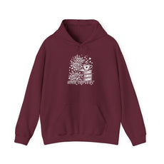 Book-vert Hoodie — Cozy Reader Sweatshirt with Stacked Books & Floral Design