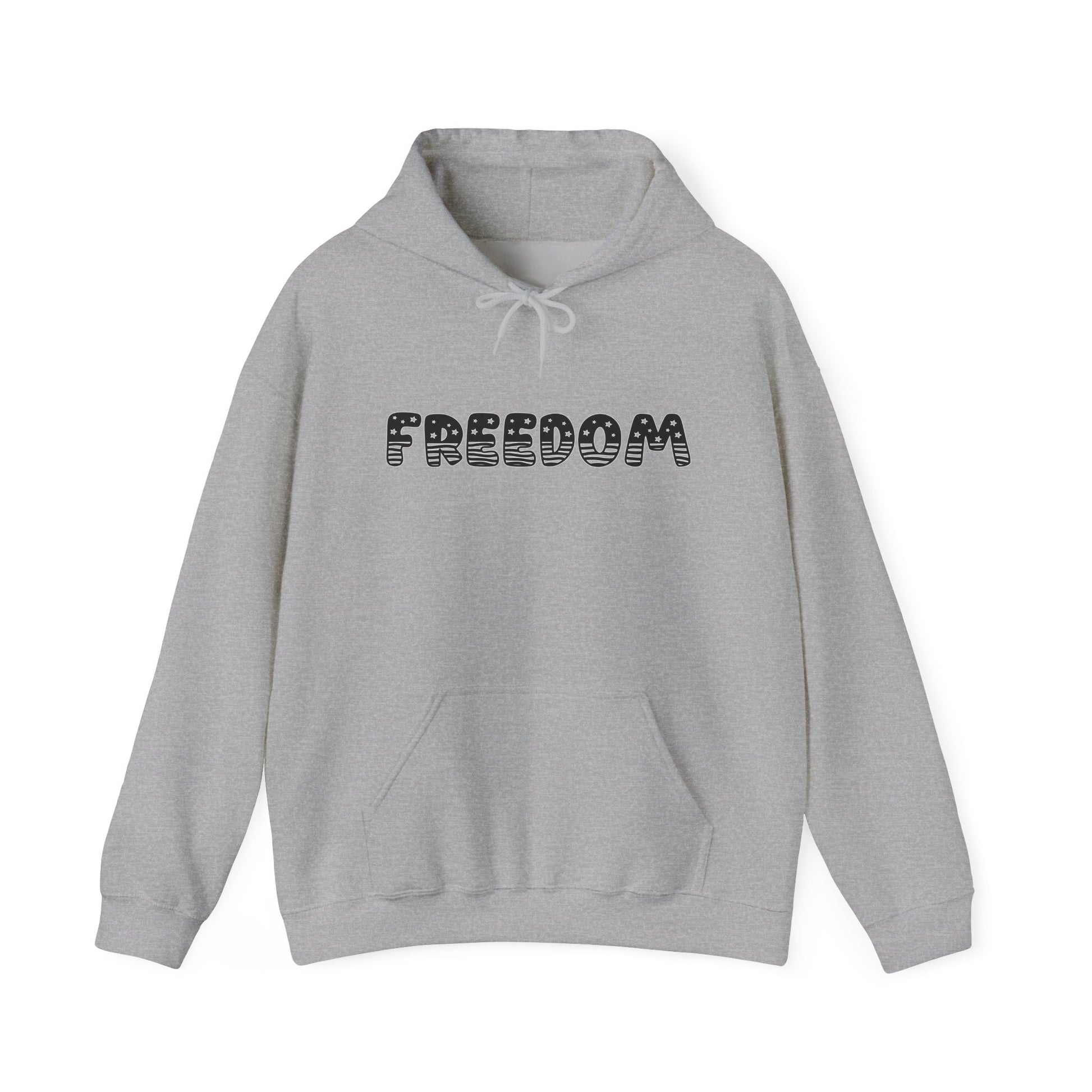 Freedom Graphic Hoodie — Retro Dotted Lettering Pullover
