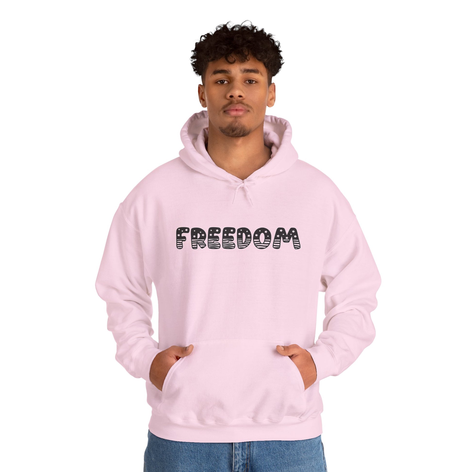 Freedom Graphic Hoodie — Retro Dotted Lettering Pullover