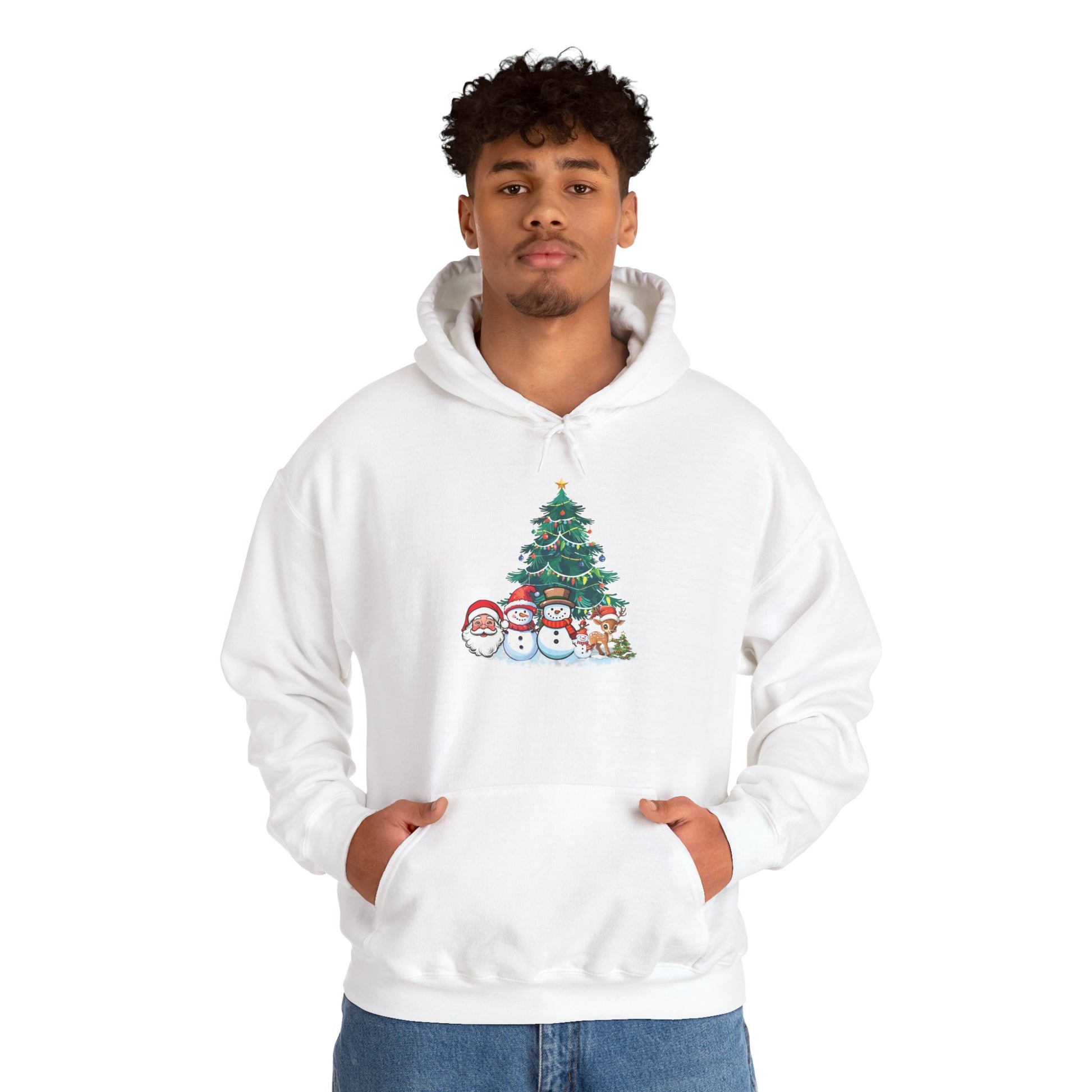 Christmas Tree & Snowmen Hoodie - Festive Holiday Family Sweatshirt