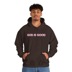 God Is Good Hoodie — Minimal Pink Faith Sweatshirt