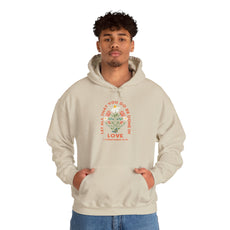 Love Garden Hoodie — “Let All That You Do Be Done in Love” Floral Hooded Sweatshirt