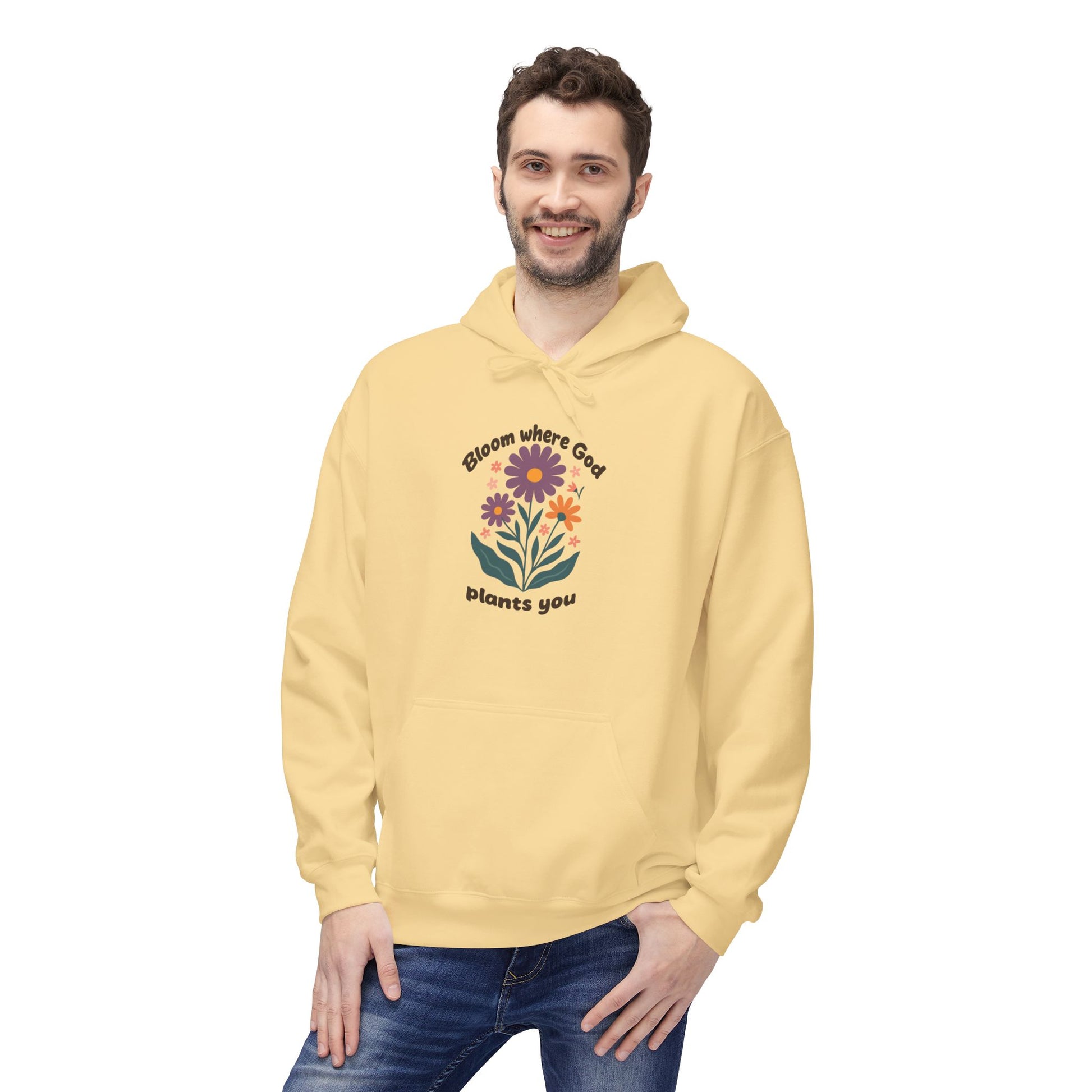 Bloom Where God Plants You Hoodie — Floral Inspirational Christian Sweatshirt